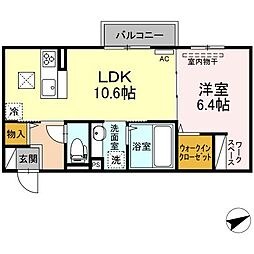 サンセール 1階1LDKの間取り