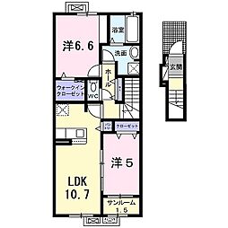 クラール 2LDKの間取図画像