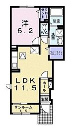 プルミエール吉浜2 1LDKの間取図画像