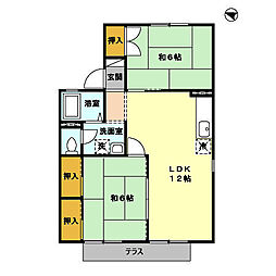 エスボワール　B棟 1階2LDKの間取り