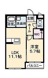 グランマスト高柳B 1LDKの間取図画像