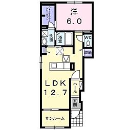 ハッピー上原タウン 1LDKの間取図画像
