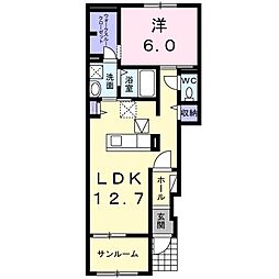 ハッピー上原タウン 1LDKの間取図画像