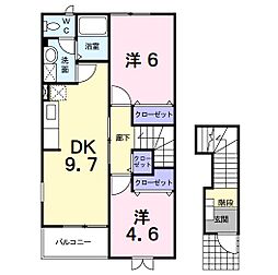 サンブリーズガーデンB 2DKの間取図画像