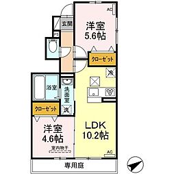 プリマヴェーラD 2LDKの間取図画像