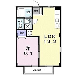 ききょうヒルズ2 1LDKの間取図画像