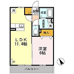 スリー・スター2号館 1LDKの間取図画像