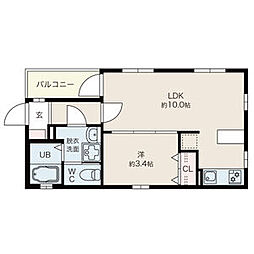 soso乙川 1LDKの間取図画像
