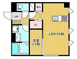 セントラルスクエア庚午 1LDKの間取図画像