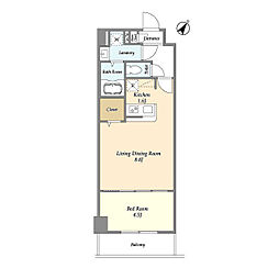アルファコート常盤台3 8階1LDKの間取り