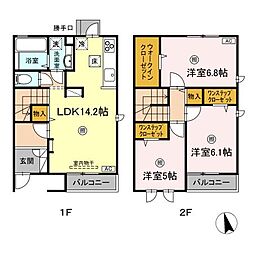 アコルト　B棟 1階3LDKの間取り