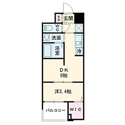 WORVE大阪本町 1DKの間取図画像