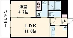 熊本市電A系統 商業高校前駅 徒歩17分の賃貸マンション 7階1LDKの間取り