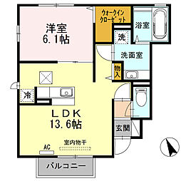 フルラージュ 1LDKの間取図画像