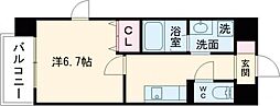 クレスト熊本城 1Kの間取図画像