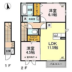 ジョイカーサA 2LDKの間取図画像