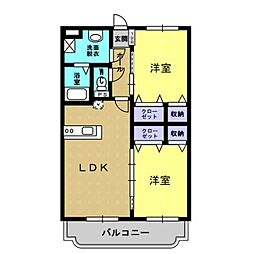 マンション皇宙 2LDKの間取図画像