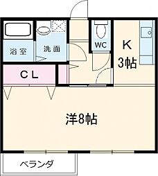 アパート 1Kの間取図画像