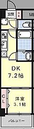 アドバンス神戸レイソレ 1DKの間取図画像