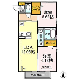 プリマベーラ桜岡公園 201 2階2LDKの間取り