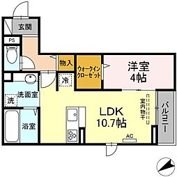 ＣＡＳＡニックスIII 1階1LDKの間取り