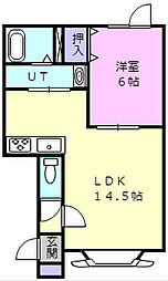 グランシェル2 1LDKの間取図画像