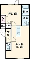 アランジェ 1LDKの間取図画像