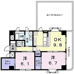 サイレントヒル高野台 2DKの間取図画像