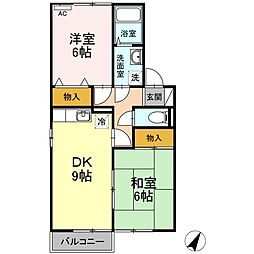 ハイムタケウチ　D棟 2階2DKの間取り