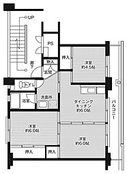 ビレッジハウス西出雲2号棟 3DKの間取図画像