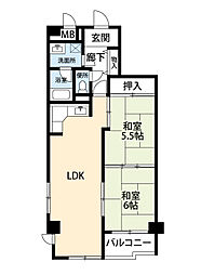 エクセリィ桂 6階2LDKの間取り