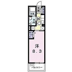 ラッフィナートドゥーエ 1Kの間取図画像