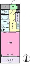第2中村ビル 3階1Kの間取り