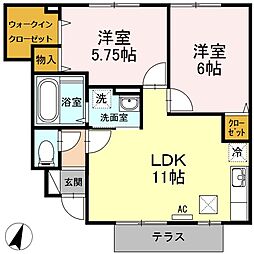 フォレストA 2LDKの間取図画像