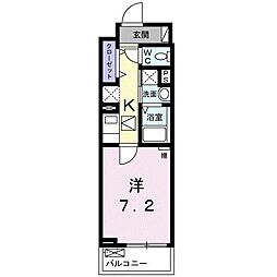 クリンゲル 1Kの間取図画像