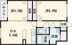 サンリッチ澄川 1階2LDKの間取り
