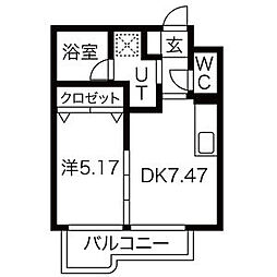 あさひレジデンス表町 1DKの間取図画像