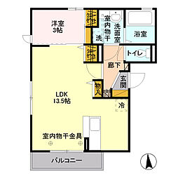 カメリア 1LDKの間取図画像