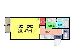 コンフォール一ノ割 1Kの間取図画像