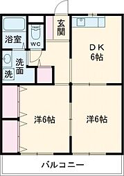 ルミエール城山 2DKの間取図画像