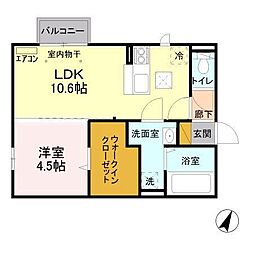セジュール千波 1LDKの間取図画像