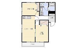 K's壱番館 2DKの間取図画像