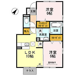 ディアコート浜道1 2LDKの間取図画像