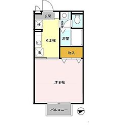 セピアコート 2階ワンルームの間取り