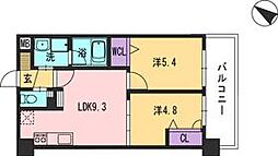 コンダクト福岡東 2LDKの間取図画像