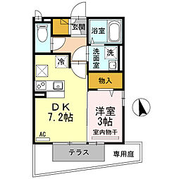 エスポワール夢 1DKの間取図画像