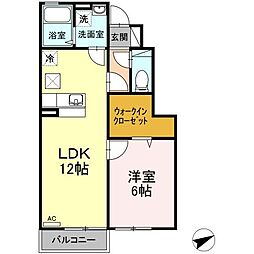 メゾン アマーレ 1階1LDKの間取り