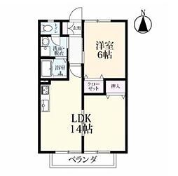 ロッジ久保田A 1LDKの間取図画像