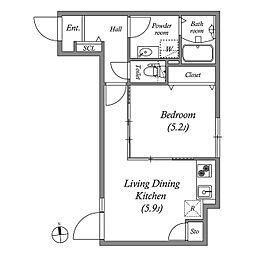 Ｂｒａｎｃｈｅ鷺ノ宮II 2階1DKの間取り