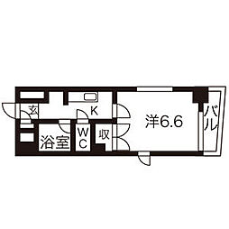 ロイヤルヒルズ柳生III 2階1Kの間取り